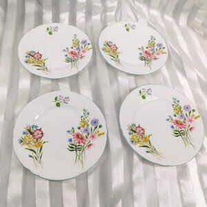 Set of Four Shelley Bread Plates in Wild Flowers # 27209